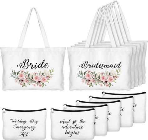 Amazon.com: Sanwuta 6 Set Bridesmaid Tote Gift Bags Bridesmaid Canvas ...