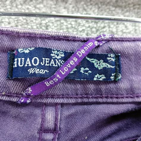 HUAO PURPLE SKINNY JEANS Y2K LOW WAIST STRETCH DENIM... - Depop