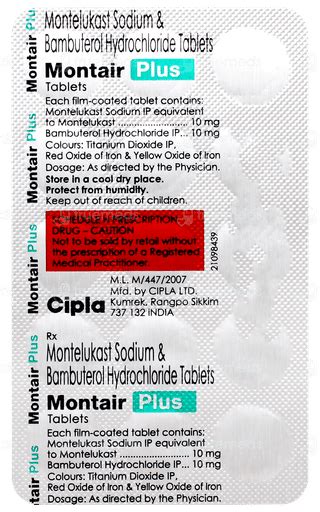 Montair Plus Tablet 15 - Uses, Side Effects, Dosage, Price | Truemeds