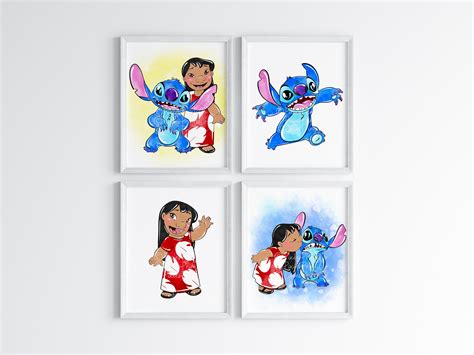 Set of 4 Lilo and Stitch Wall Prints / Lilo & Stitch Home Decor / Lilo ...