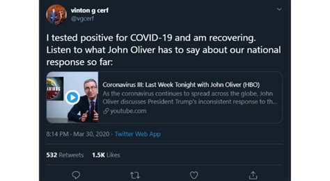 'Father Of Internet' 76-Year-Old Vint Cerf Tests Positive For COVID-19