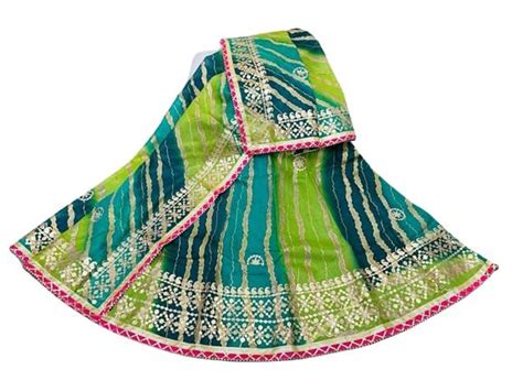 Buy Women Kota Doria Leheriya Printed Lehenga Choli Dupatta Set with ...