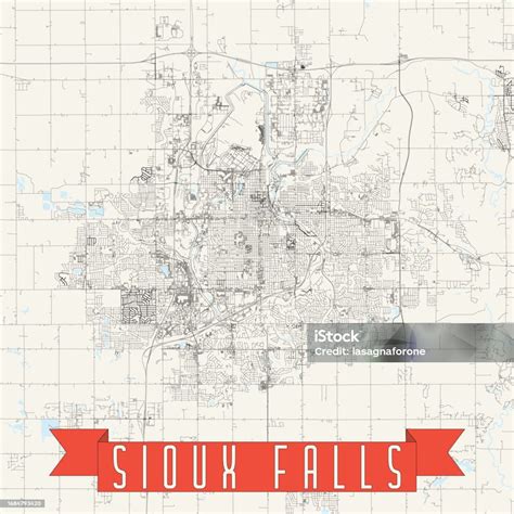 Sioux Falls South Dakota Usa Vector Map Stock Illustration - Download ...