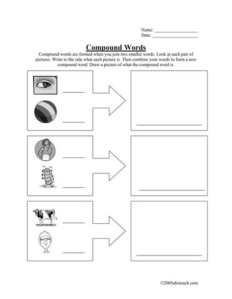Compound Word Worksheet 的图像结果