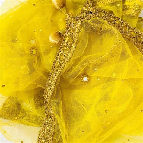 Sunshine Yellow Net Gold and Mirror Dupatta – anokherang