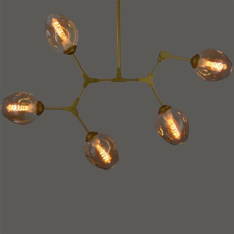 Modern Chandelier 5 Light Gold with Tinted Glass Shades | Starry Night
