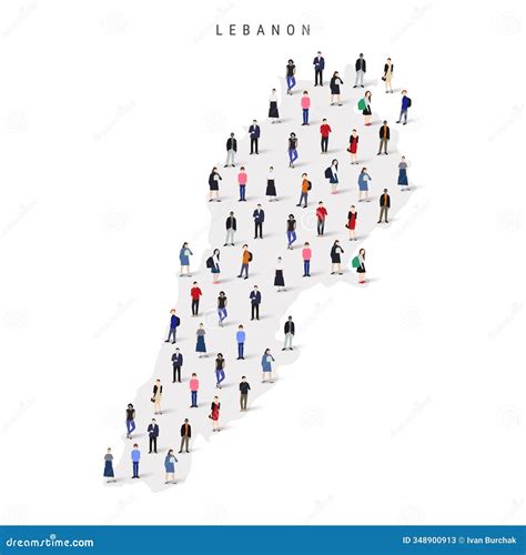 Lebanon People Icon Map. Stylized Vector Silhouette Of Lebanon. Population Growth And Aging ...