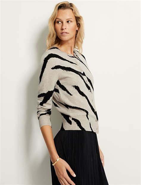 Buy Pure Cashmere Animal Print Cardigan at Marks & Spencer