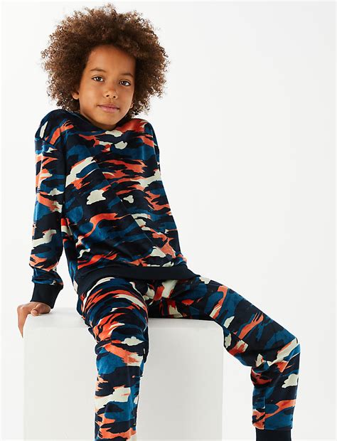 Buy Velour Camouflage Lounge Pyjama Set (6-16 Yrs) at Marks & Spencer