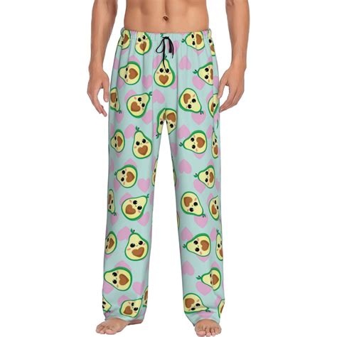 Mens Pajama Pants - Cute Avocado Pink Love Blue Mens Sleepwear, Lounge ...