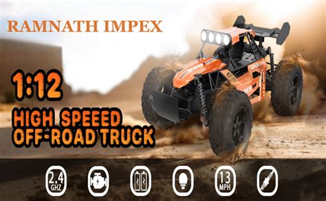 RC Monster Truck for Kids 4-8 Years, 1:12 Scale Fast Remote Control Car ...