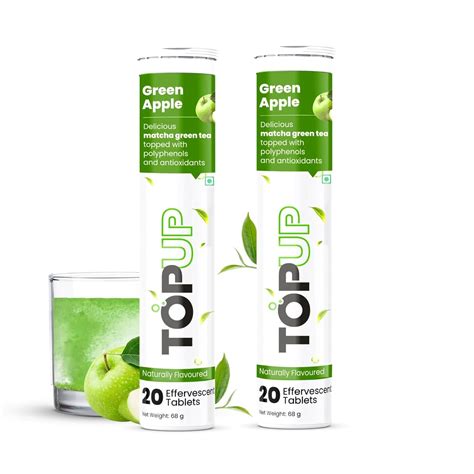 TopUp Organic Japanese Matcha Green Tea Effervescent Tablets for Energy ...