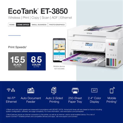 Epson – EcoTank ET-3850 All-in-One Supertank Inkjet Printer – White ...