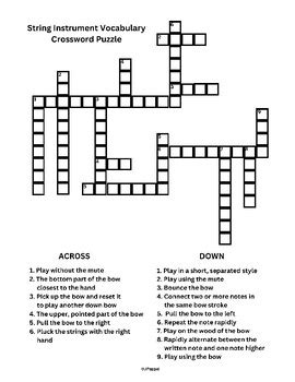 String Orchestra Vocabulary Crossword Puzzle by Jennifer Pappal | TPT