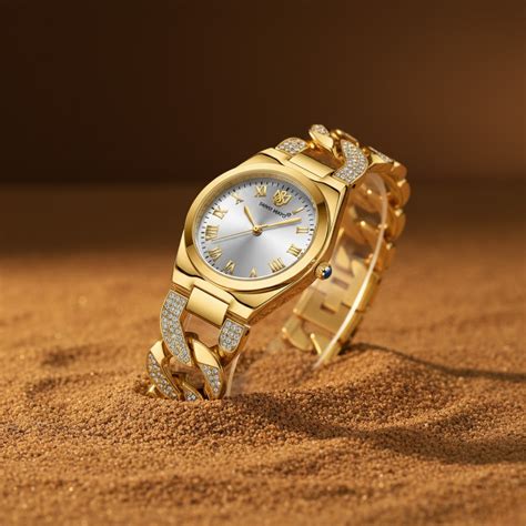 Sansi Mayo ELORA Egyptian Stone Watch ‚Äî White Dial & Gold Bracelet ...