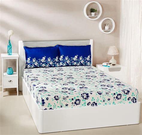 Amazon Brand - Solimo Jasmine Zest 144Tc 100% Cotton Double Bedsheet ...