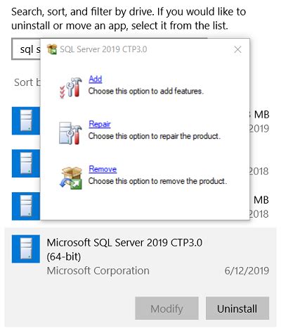 Image result for Remove SQL Server 2019