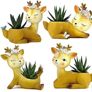 Shree Pawan Putra Resin Pot Animal Deer Shape with Artificial Plants ...