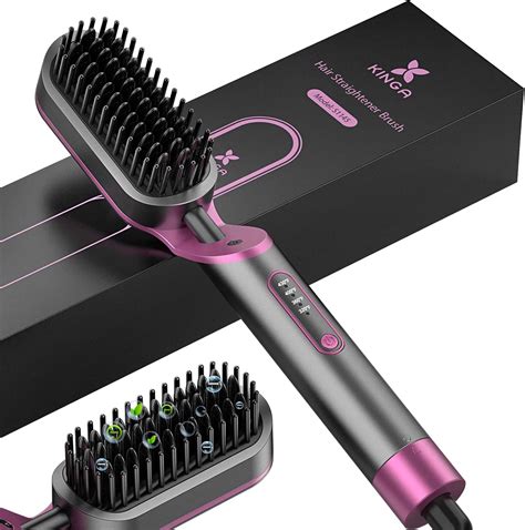 KINGAPRO Hair Straightener Brush - 3 in 1 Negative Ions India | Ubuy