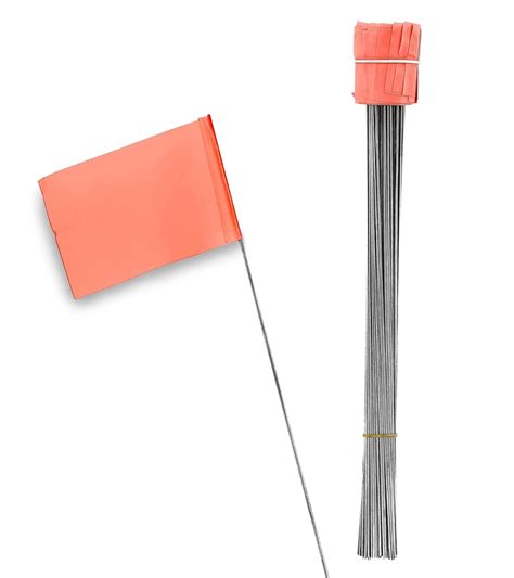 AdirPro 2''x3'' Stake Flags - 100 Pack Pet Boundary Flag -Marking ...
