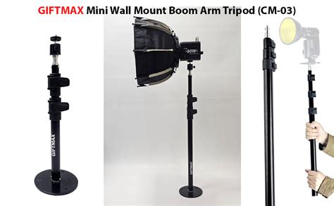 GIFTMAX Mini Wall Mount Boom Arm Tripod (CM-03) 84cm Wall Ceiling Mount ...