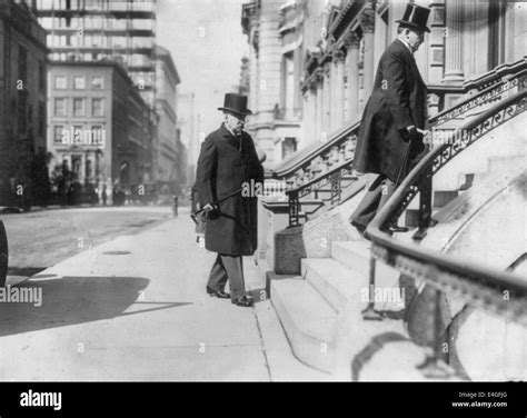 John Pierpont Morgan, 1837-1913 Summary: Full length, about to walk up ...