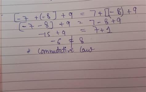 If [-7+(-8)]+9=7+[(-8)+9,this property of integer is called - Brainly.in