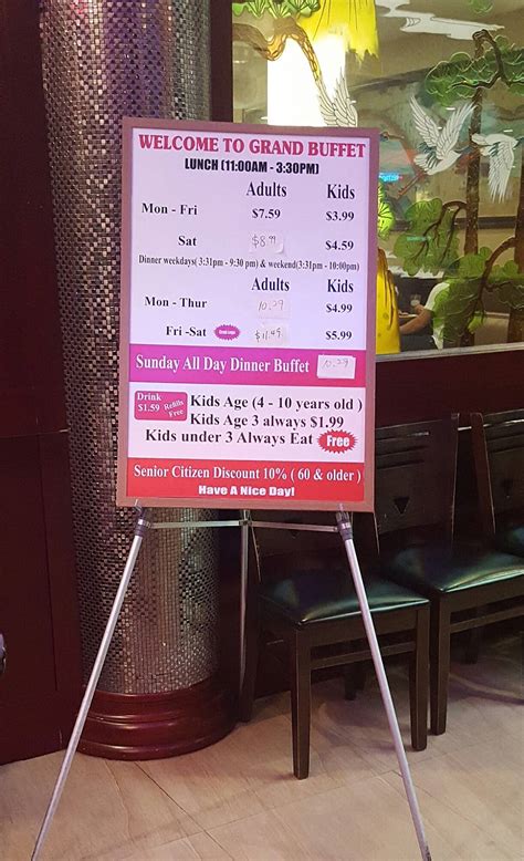Menu at Grand Buffet restaurant, Seguin