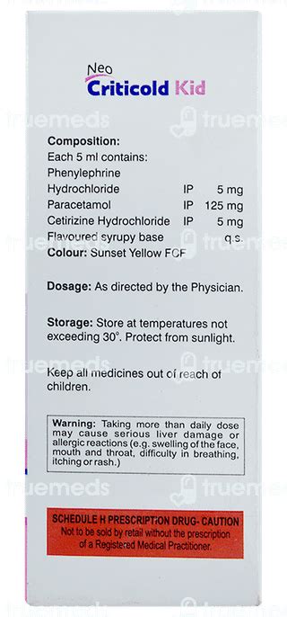 Criticold Kid Neo Syrup 60 Ml - Uses, Side Effects, Dosage, Price ...