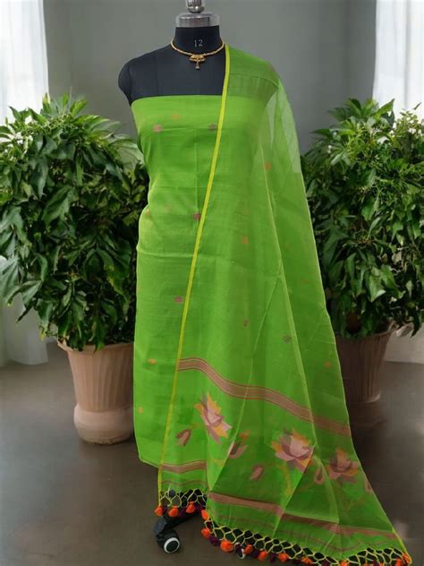 Original Woven Jaal Muslin Jamdani Kurta Dupatta Set - Leheriya.com