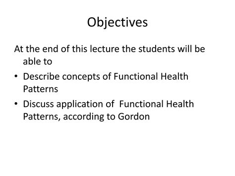 SOLUTION: Gordon s functional health patterns - Studypool