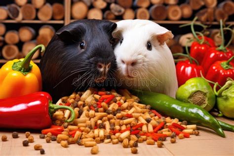 https://thumbs.dreamstime.com/b/two-guinea-pigs-munching-vegetables-together-cage-created-generative-ai-295219466.jpg