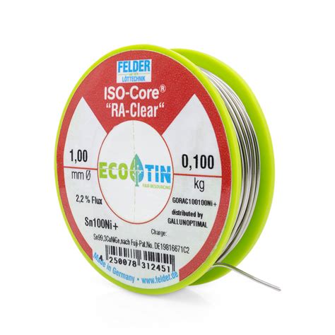 GALLUNOPTIMAL ISO-Core Sn99,25Cu0,7Ni0,05 (Sn100Ni+) bleifr. Lötdr., 2 ...