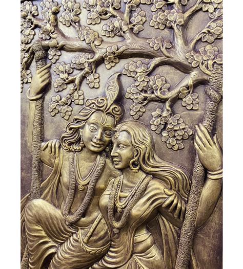 Buy 6x3 Feet Radha Krishna 3D Relief Mural Wall Art Online - Artociti