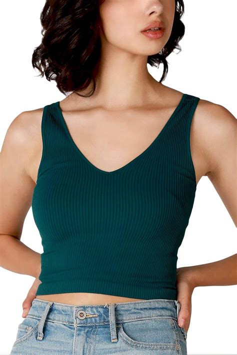 Buy NIKIBIKI Women Seamless V-Neck Ribbed Crop Top, Made in U.S.A, One ...