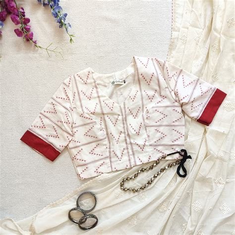 Off-White Jacquard Blouse – Subtle Charm with Intricate Weaves | Godhuli