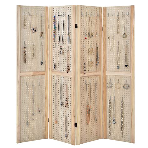 Buy Giantex Pegboard Room Divider, 4 Panel Pegboard Display, 5 FT ...