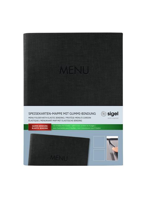 Menu folder, A5, rubber binding, black | SIGEL