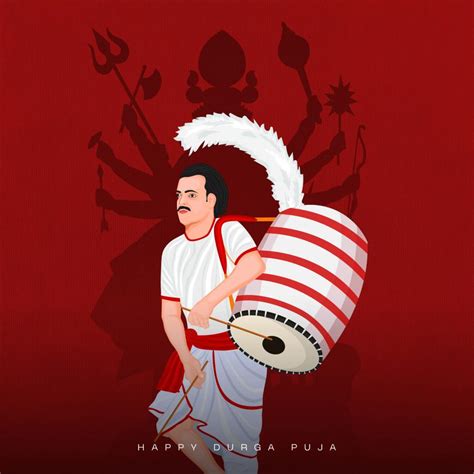 Posterit - Dhaki Playing Dhak PNG | PSD | Vector