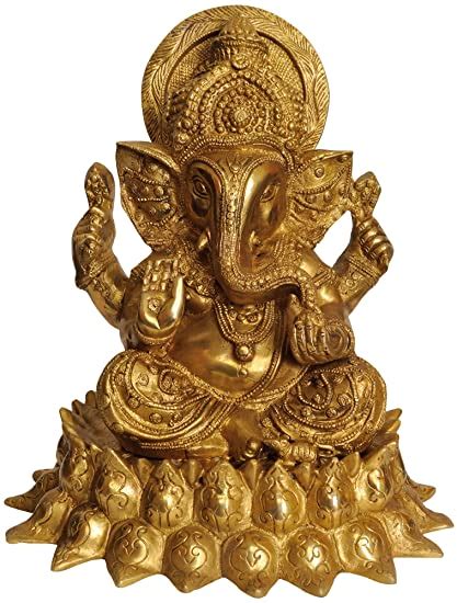 Exotic India Kamalasana Ganesha - Brass Statue : Amazon.in: Home & Kitchen