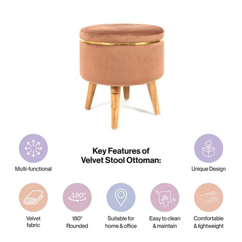 Ottoman Stool With Piping In Oak Brown - Combo Of 2 | ThreadVibe Living