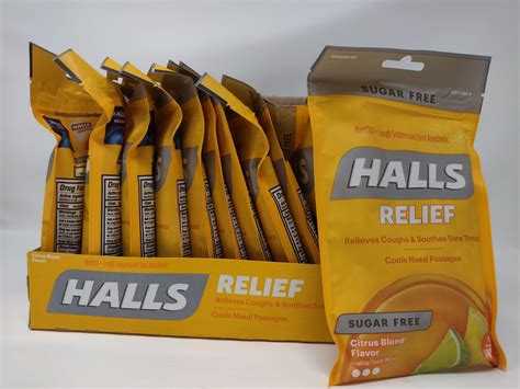 Halls Sugar Free Citrus Blend Menthol Cough Drops - Value Pack 12 bags ...