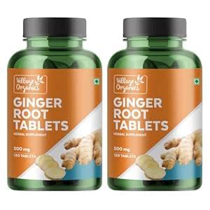 Village Organics Dried Ginger Tablets 500mg (120 NO's) Improves ...