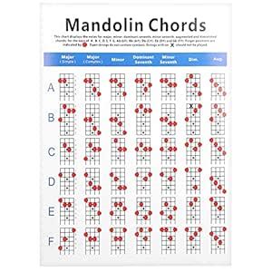Practical Mandolin Chord Chart Fretboard Notes Coated Paper for ...