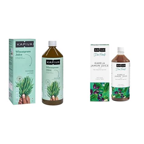 Kapiva Wheatgrass Juice, 1 L & Kapiva Karela Jamun Juice | Helps ...
