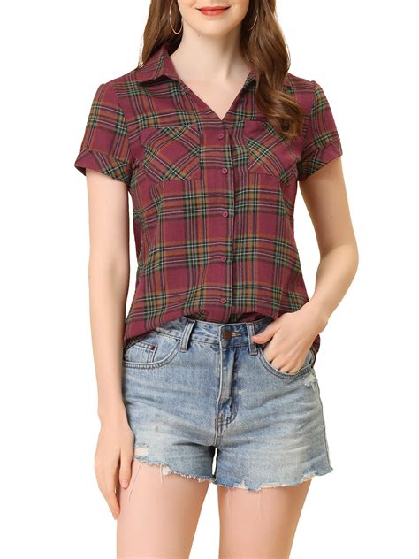 INSPIRE CHIC Women's Western Shirts Point Collar Cotton Button Down ...