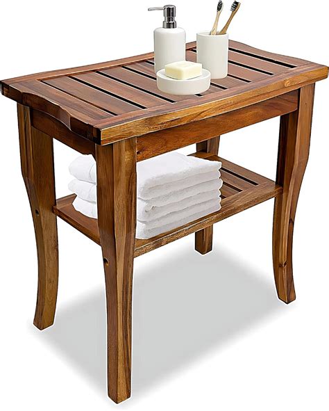 Slimry Design Teak Shower Bench - Solid and Water -Resistant Teak Bench ...