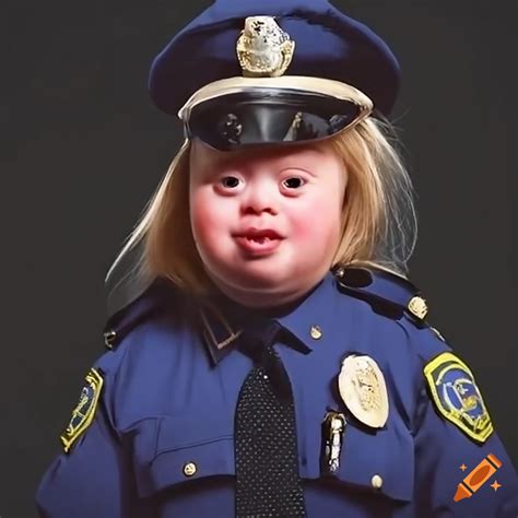 Police officer with Down syndrome on Craiyon