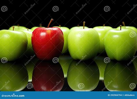 All Green Apples, One Red Apple Stock Photo - Image of contrast ...