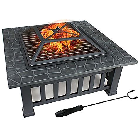Buy 32 Zeny Outdoor Fire Pit Square Metal Firepit Patio Garden Stove ...